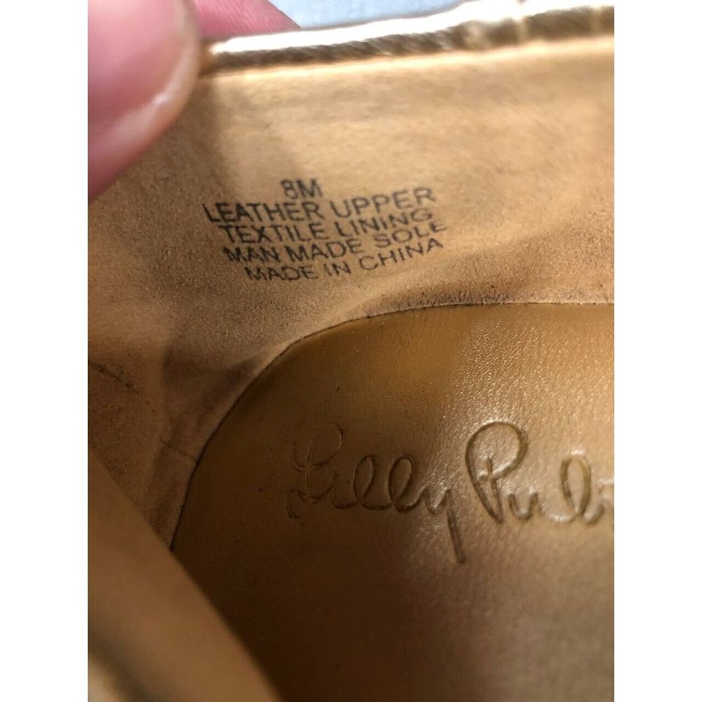 Lily Pulitzer Kristi Ballet Flats Womens 8M Gold Holidays Slip On - Picture 8 of 8